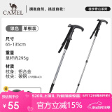 骆驼 CAMEL 户外超轻铝合金四节T型柄徒步登山手杖攀岩银色2SA7D42