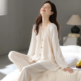 古今（GUJIN）云朵棉长袖睡衣女春秋新款四季睡裤宽松大码家居服可外穿套装XL