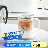 乐扣乐扣（LOCK&LOCK）透明盖玻璃水杯 带把咖啡杯高颜值办公家用耐高温泡茶杯子620mL
