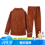 芬腾 珊瑚绒睡衣女冬季加厚法兰绒开衫加绒休闲秋冬款家居服套装 棕色 S