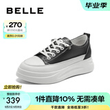 百丽（Belle）小白鞋女鞋商场款厚底增高一脚蹬单鞋透气休闲鞋U8N1DAM3 黑色 38 (240mm)