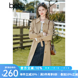 百图betu女装秋季新款风衣小众气质款中长款时髦风衣女2308T58 卡其 M