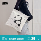 森马（Semir）帆布袋熊猫系列男单肩手提包大容量托特包105324153217