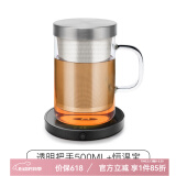 尚明耐热玻璃泡茶杯茶水分离不锈钢过滤办公茶杯带盖带把透明水杯家用 透明把500ml+恒温宝