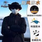 BAA AND BAA冲锋衣外套男女春秋季爬山防水防风三合一机能风夹克可拆卸防晒衣 黑色6266 M 【建议80-100斤】