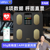 乐福（LEFU）智能体脂秤 体重秤称重电子秤人体 体重体脂一体秤减肥专用炫彩屏心率检测49项精准身体数据显示