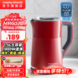 摩飞电器（Morphyrichards） 电热水壶恒温烧水壶304全不锈钢1.5L大容量泡茶冲奶多功能烧水智能保温双层防烫实时显温MR6070 1.5L 【恒温烧水 智能保温】英伦红