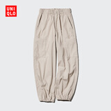 优衣库童装男童女童工装束脚裤长裤休闲户外防蚊轻薄裤子476760 32 深米色 160