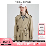 VEGA CHANG风衣外套女2025年春秋新款中长款高级感纯色大衣 摩卡棕 S