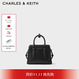 CHARLES&KEITH插带兔耳托特包手提斜挎包婚包包女包生日礼物CK2-50781362 Black黑色 M