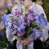 京东鲜花莫奈花园假花仿真花摆设紫色装饰花束仿生轻奢高级感拍照道具高档