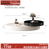 班尼美（bannimei）意式极简椭圆形旋转茶几组合现代简约轻奢玻璃家用客厅茶几 黑白色旋转茶几带两抽屉 组装