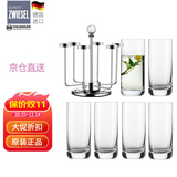 肖特圣维莎（SCHOTT ZWIESEL）德国进口无铅水晶玻璃杯 泡绿茶杯水杯套装家用公司泡茶杯牛奶杯 德国370ml杯X6+川三杯架X1