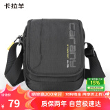 卡拉羊单肩包男士斜挎包多隔层帆布包休闲小包户外胸包CX4008黑色