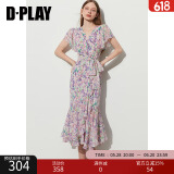 DPLAY2025夏季新款法式紫色连衣裙女茶歇裙长裙海边度假沙滩裙 紫调郁金香 M