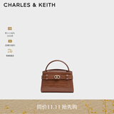 CHARLES&KEITH鳄鱼纹凯莉包手提斜挎婚包包女包生日礼物CK2-50270880-1 Chocolate Croco巧克力鳄鱼纹色（新色） S