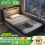 斯凡洛床现代简约1.2m单人床北欧小户型带灯高箱储物床家用榻榻米收纳床 A款床【带灯】 1.5*1.9米