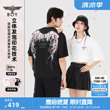 BOY LONDON【繁花】潮牌T恤情侣款短袖樱花翅膀印花N01712 黑色 XS