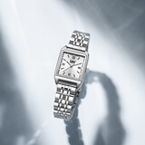 Lee手表女轻奢小众高级感简约小方表石英表生日礼物七夕M485白色钢带