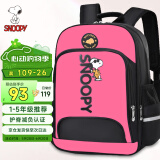 史努比（SNOOPY）儿童书包 男女孩小学生1-3年级轻便卡通高年级双肩背包 玫红