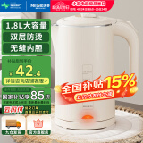 美菱（MeiLing）烧水壶电水壶热水壶电热水壶家用双层防烫无缝内胆304不锈钢MH-WB17