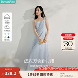 茵曼（INMAN）章若楠同款欧若风法式吊带连衣裙2025夏季新品女装淡鹅黄色裙子 蓝色 (方领)【好评返现】 M