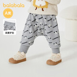 巴拉巴拉宝宝裤子男童长裤新款秋冬女童加绒裤婴儿pp裤外穿萌 灰色调00322 80cm