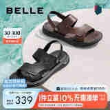 百丽真皮两穿凉鞋男夏季商场同款舒适凉拖鞋7YF01BL3 黑色 42 (260mm)