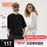 英克斯（inxx）【张凌赫同款】【任嘉伦同款】明星同款插肩刺绣短袖T恤黑白插肩 白色 L