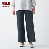 无印良品 MUJI 女式 法国亚麻 直筒裤 402825 BEG01C1S 深灰色 M