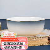 国玥景德镇碗碟套装轻奢骨瓷碗盘组合金边陶瓷碗具菜盘家用单个餐具 渐变灰7英寸面碗1个