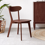 源氏木语实木餐椅北欧风橡木靠背椅家用多材质休闲椅现代简约餐厅吃饭椅子 （白蜡木胡桃色）0.47米圆弧餐椅*2