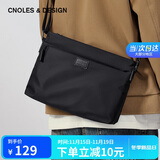 蔻一（Cnoles）男士单肩包斜挎男包横款背包休闲百搭轻便牛津帆布11英寸ipad大容量包包生日礼物送爸爸男朋友老公实用 黑色