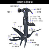 馍彭露营锤轻巧坚固迷你便携式露营地钉锤户外求生多功能组合折叠钳子 黑色/锤钳加强款