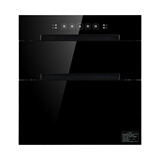 YueYingHua日本樱花消毒柜家用嵌入式大容量高温紫外线消毒烘干臭氧保洁存储碗柜304不锈钢碗架 120升三层黑色简约款