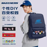 斯凯奇（Skechers）书包背包双肩包学生男女校园情侣时尚旅行包大容量电脑商务包 藏青色 20-35升