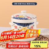 贝瑟斯 炖盅小燕盅蒸蛋盅汤碗炖盅一人一盅陶瓷隔水炖汤盅大清彩700ml