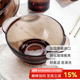 DURALEX 法国进口欧式玻璃碗泡面碗汤碗饭碗沙拉碗水果盘咖啡色家用餐具 双耳碗【单只装】