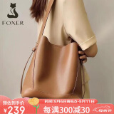金狐狸FOXER女士包包女包大容量单肩包斜挎水桶包轻奢母亲节520礼物
