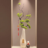 赟娅石来运转陶瓷大花瓶摆件高级感入户玄关细长竖高客厅装饰品招财猫 陶瓷米花瓶招财猫【迎客松大号】