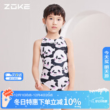 洲克（ZOKE）儿童连体三角卡通印花训练女童游泳衣122625826 黑白粉小熊花130