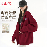 班尼路（Baleno）连帽开衫卫衣女秋冬季2025新款潮牌星星长袖上衣宽松百搭外套女装