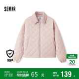 森马（Semir）棉服女灯芯绒翻领菱形格复古2024冬三防宽松轻薄棉衣109724112007