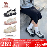 骆驼（CAMEL）丑萌登山鞋女时尚撞色户外休闲鞋 L24S076620 米/银/黑 39