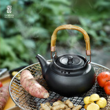 陆宝台湾陶瓷烧水壶户外庭院围炉煮茶家用暖茶煮普洱白茶宝满烧水陶壶 2号-禅风黑 1.5L