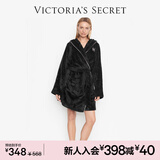 维多利亚的秘密 秋冬加厚毛绒睡袍浴袍女柔软舒适系带居家睡衣送礼送老婆 54A2黑色-短款 11190727 M /L