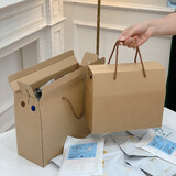 巨惠包装三层特硬瓦楞手提纸盒纸箱带绳水果牛皮盒土特产包装盒可定制印刷 10个装 【3-5斤】26*12*22