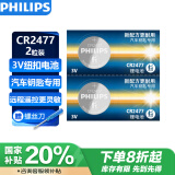 飞利浦（PHILIPS）CR2477纽扣电池2粒3V锂电池适用电饭煲胎压监测器智能马桶盖定位卡汽车钥匙遥控器电池cr2477