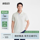 AIGLE艾高短袖POLO衫T恤春夏DFT速干吸湿排汗户外休闲运动舒适男 茉莉白 BC421 XL
