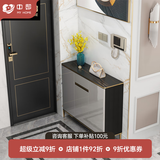 中邸鞋柜实木轻奢岩板现代简约家用门口大容量收纳柜消毒杀菌除味 1.2米标准款+高脚/多层实木 烤漆